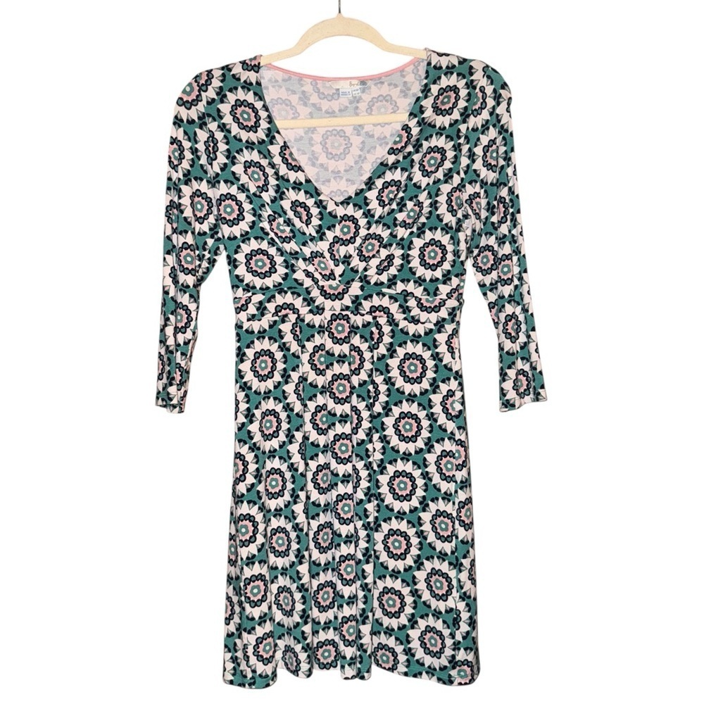 BODEN Shift Jersey V Neck Geometric Mandala Mini Dress WL861 Size 6P Petite - Picture 4 of 14